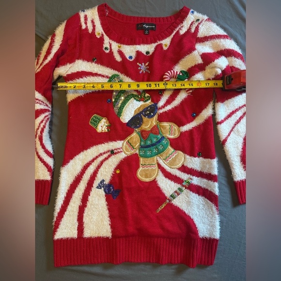 32 Degrees Red and White Crew Neck Sweater with Festive Design Christmas - Picture 6 of 8